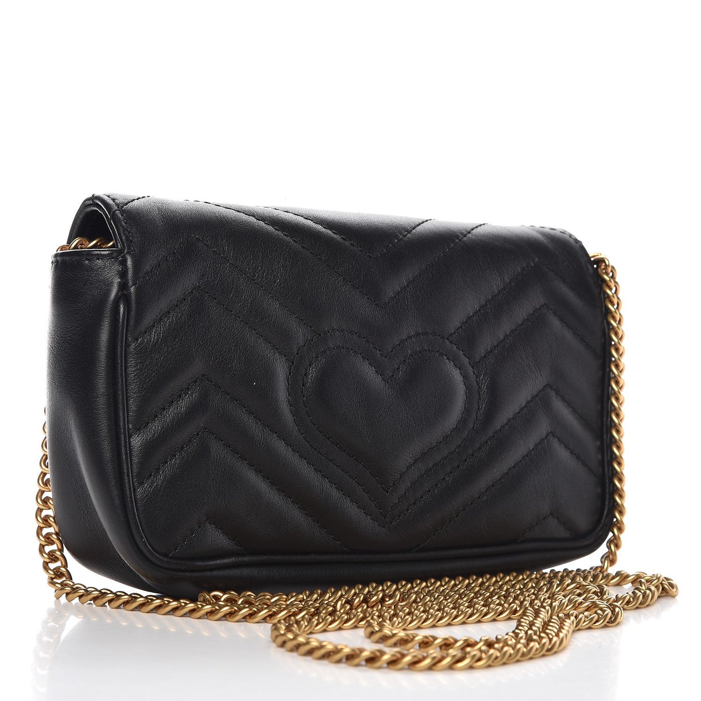 Calfskin Matelasse Super Mini GG Marmont Shoulder Bag Black