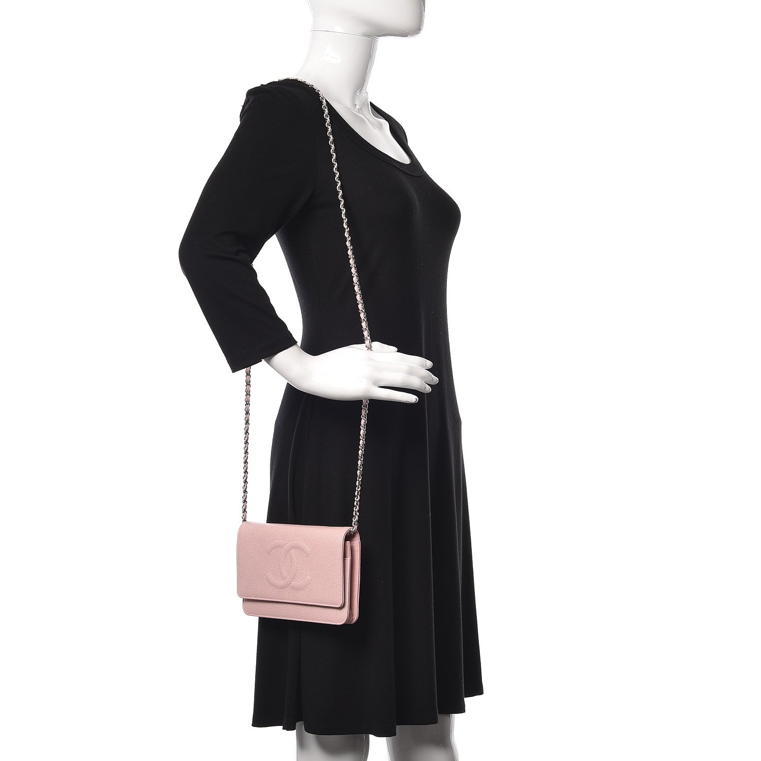 Chanel Caviar Timeless CC Wallet On Chain WOC Pink 2 of 12