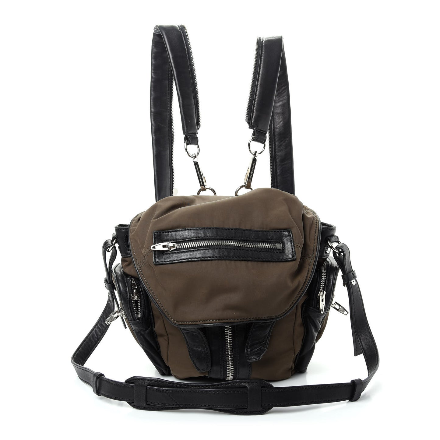 Lambskin Nylon Marti Backpack Military Green Nickel Hardware