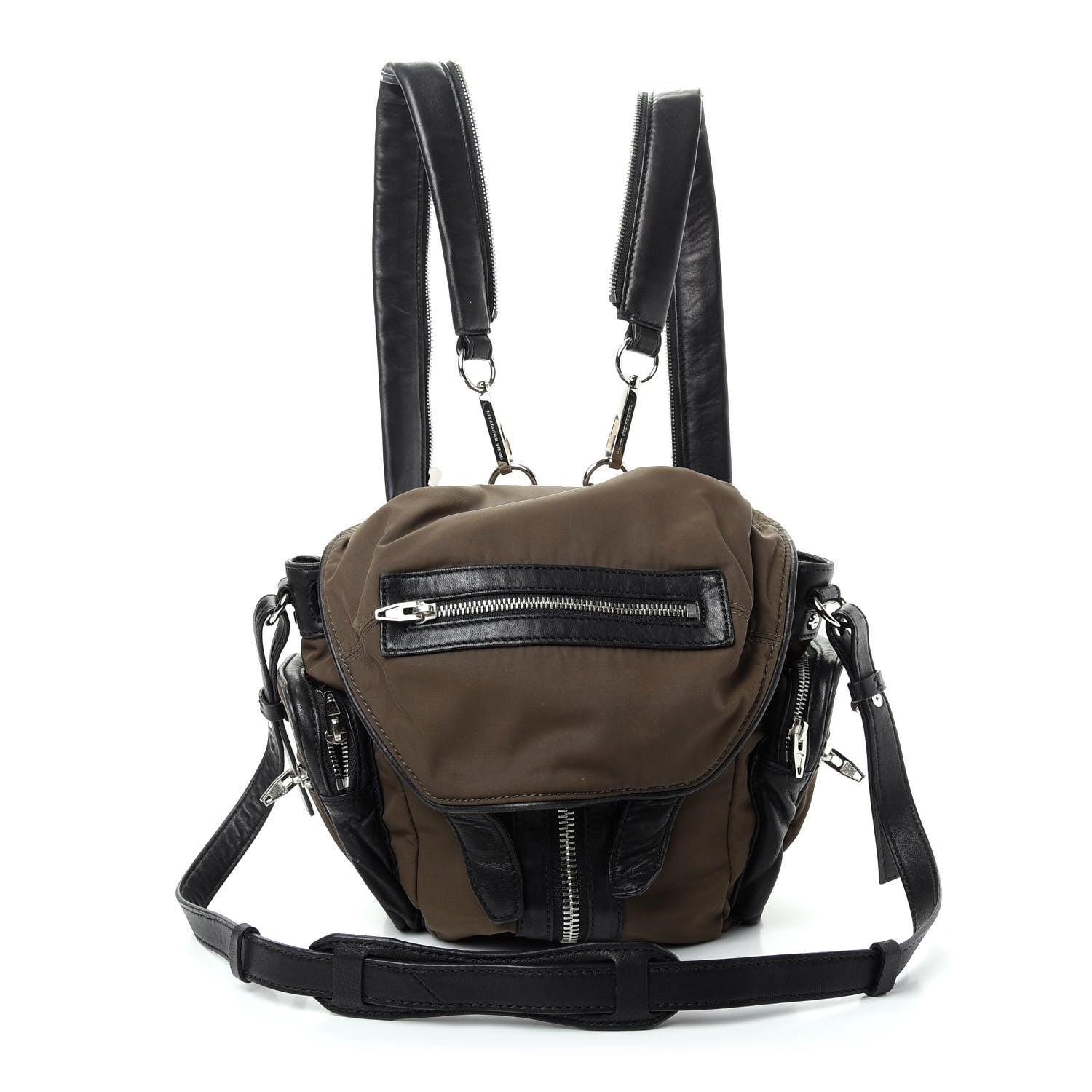 Alexander Wang Lambskin Nylon Marti Backpack Military Green Nickel Hardware 1 of 7