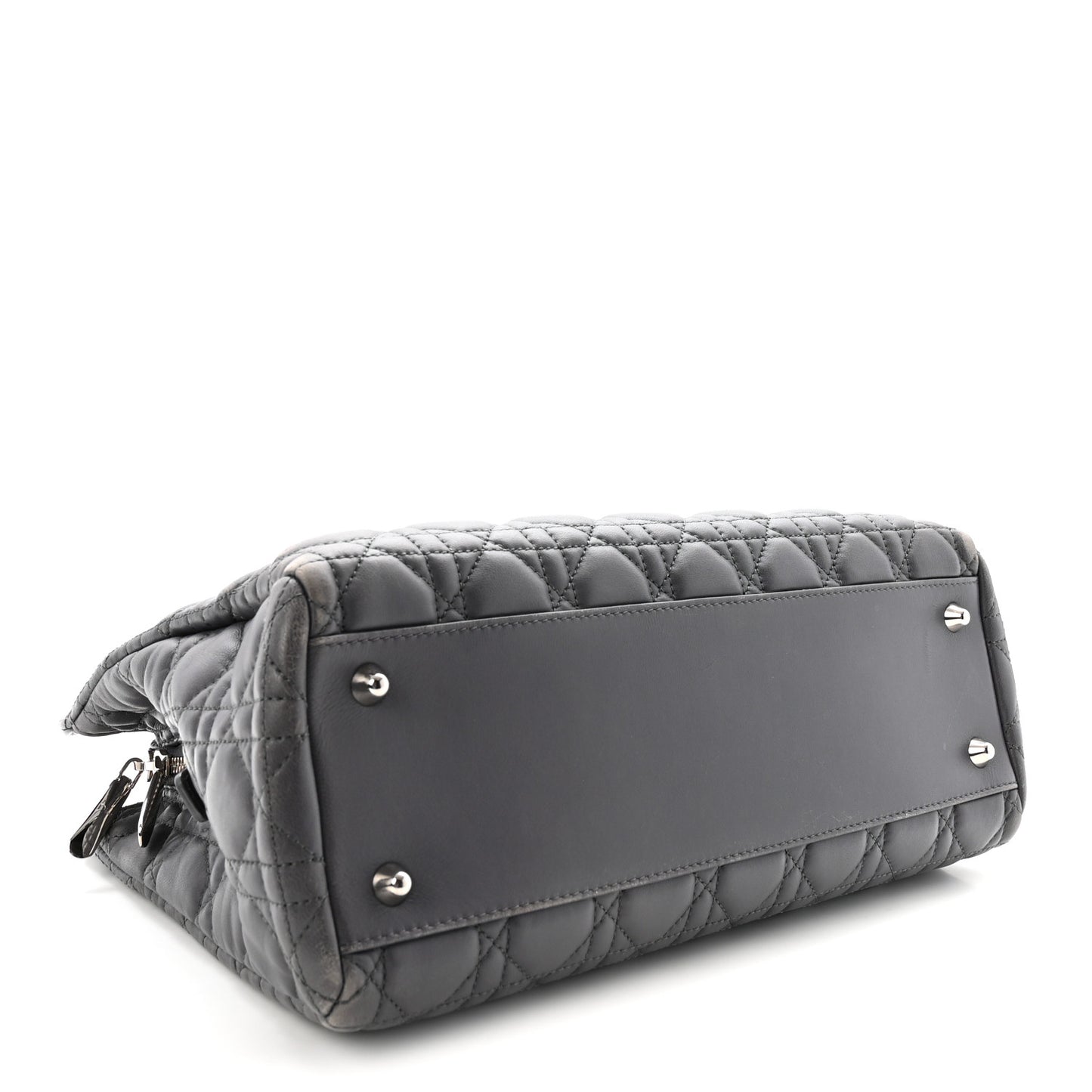 Lambskin Cannage Small Dior Soft Zipped Shopping Tote Grey