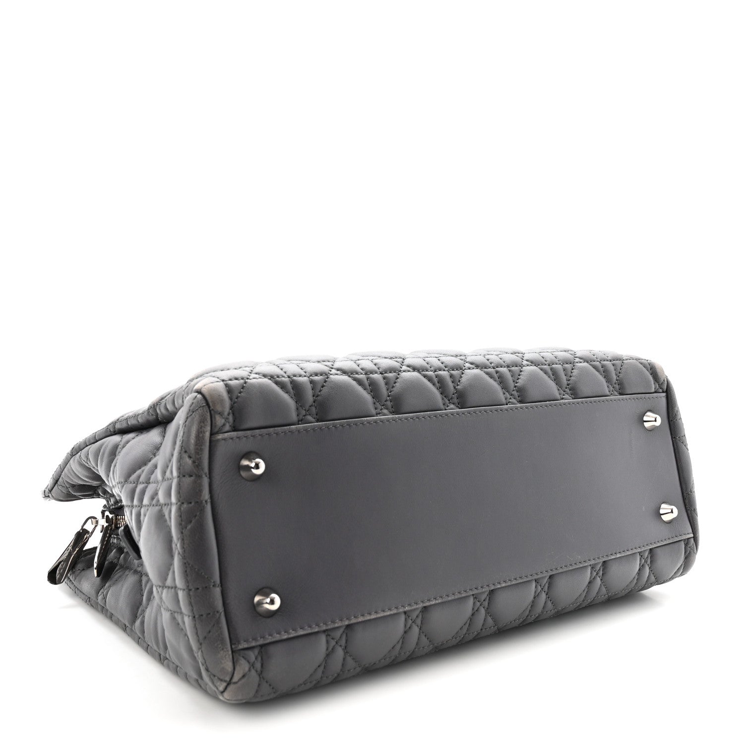 Christian Dior Lambskin Cannage Small Dior Soft Zipped Shopping Tote Grey 4 of 10