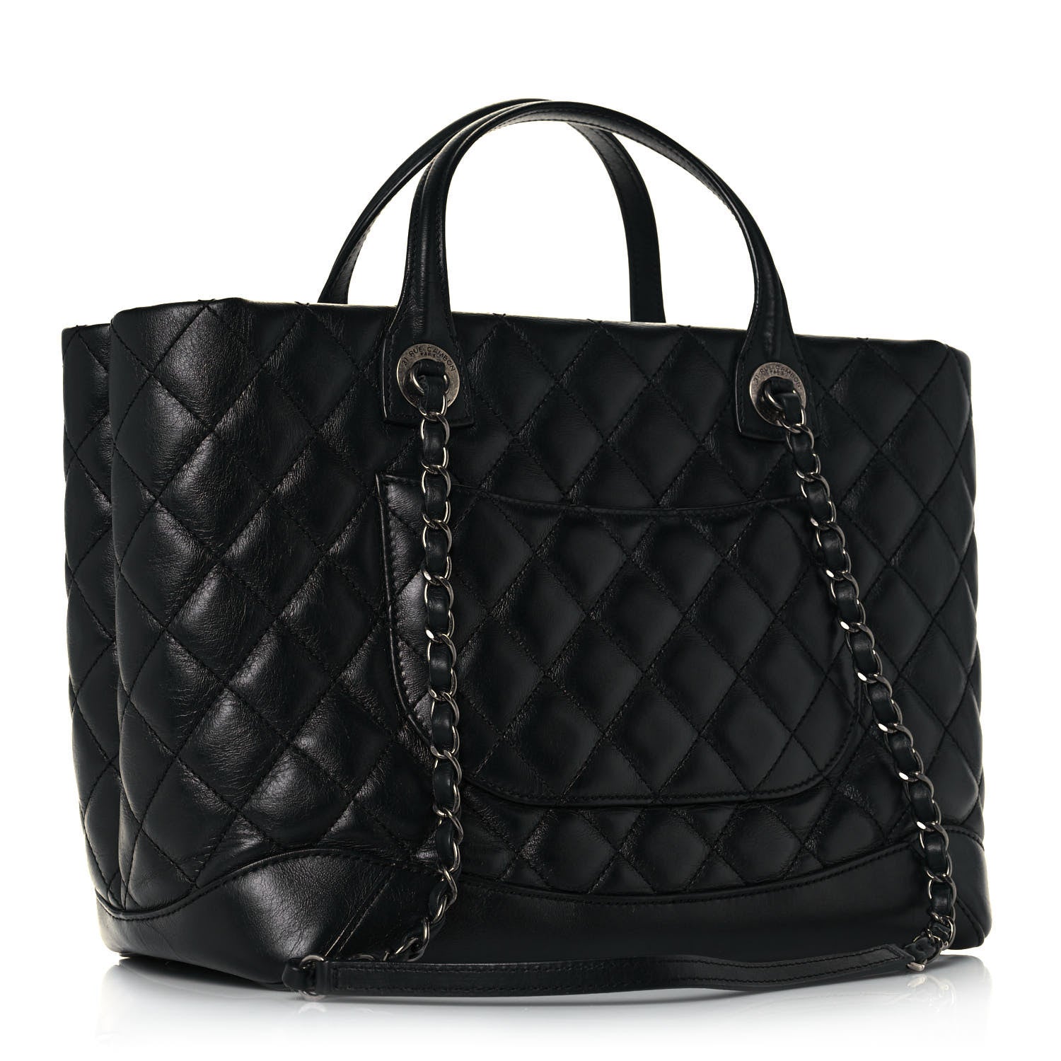 Chanel Calfskin Quilted Small Easy Shopping Tote Black 3 of 18