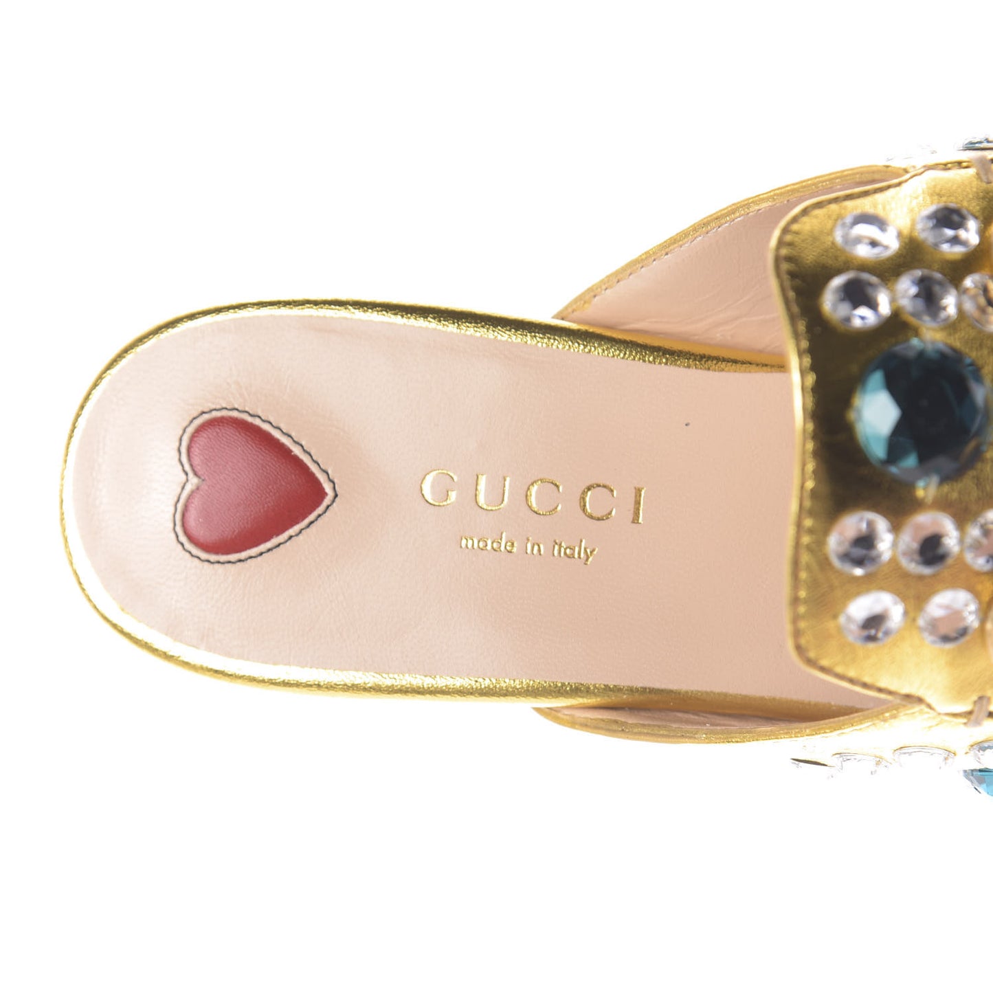 Metallic Nappa Crystal Womens Princetown Slippers 35.5 Gold