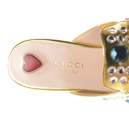 Gucci Metallic Nappa Crystal Womens Princetown Slippers 35.5 Gold 8 of 11