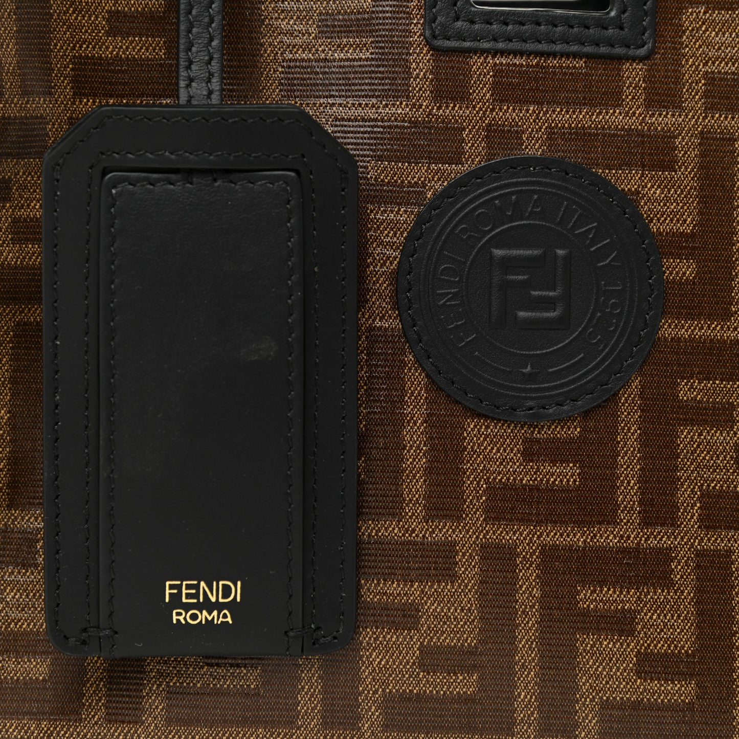 Glazed Fabric Vitello Century FF 1974 Stamp Patch Mini Peekaboo Defender Cover Mogano Panna Black