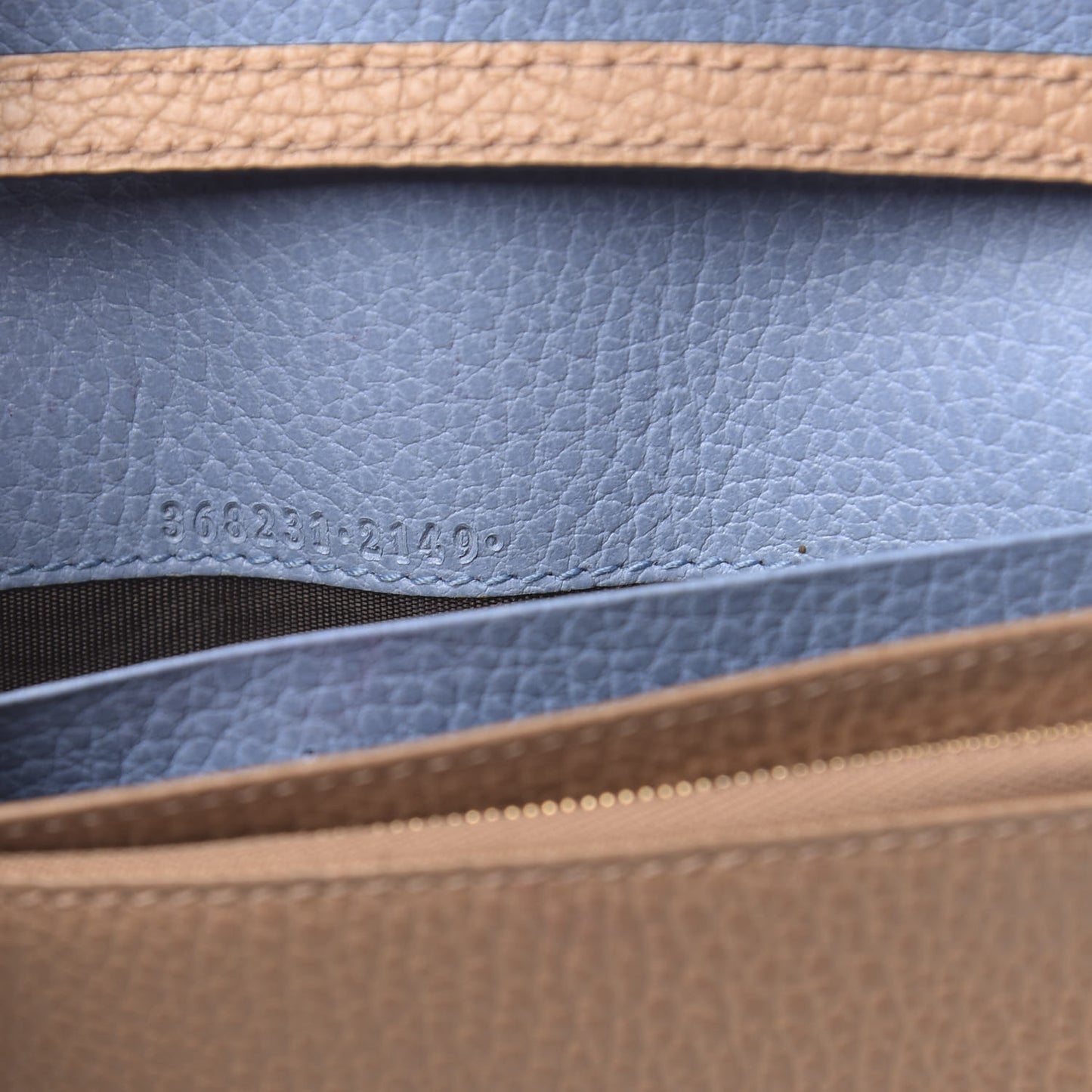 Dollar Calfskin Mini Swing Wallet Bag Camelia Mineral Blue