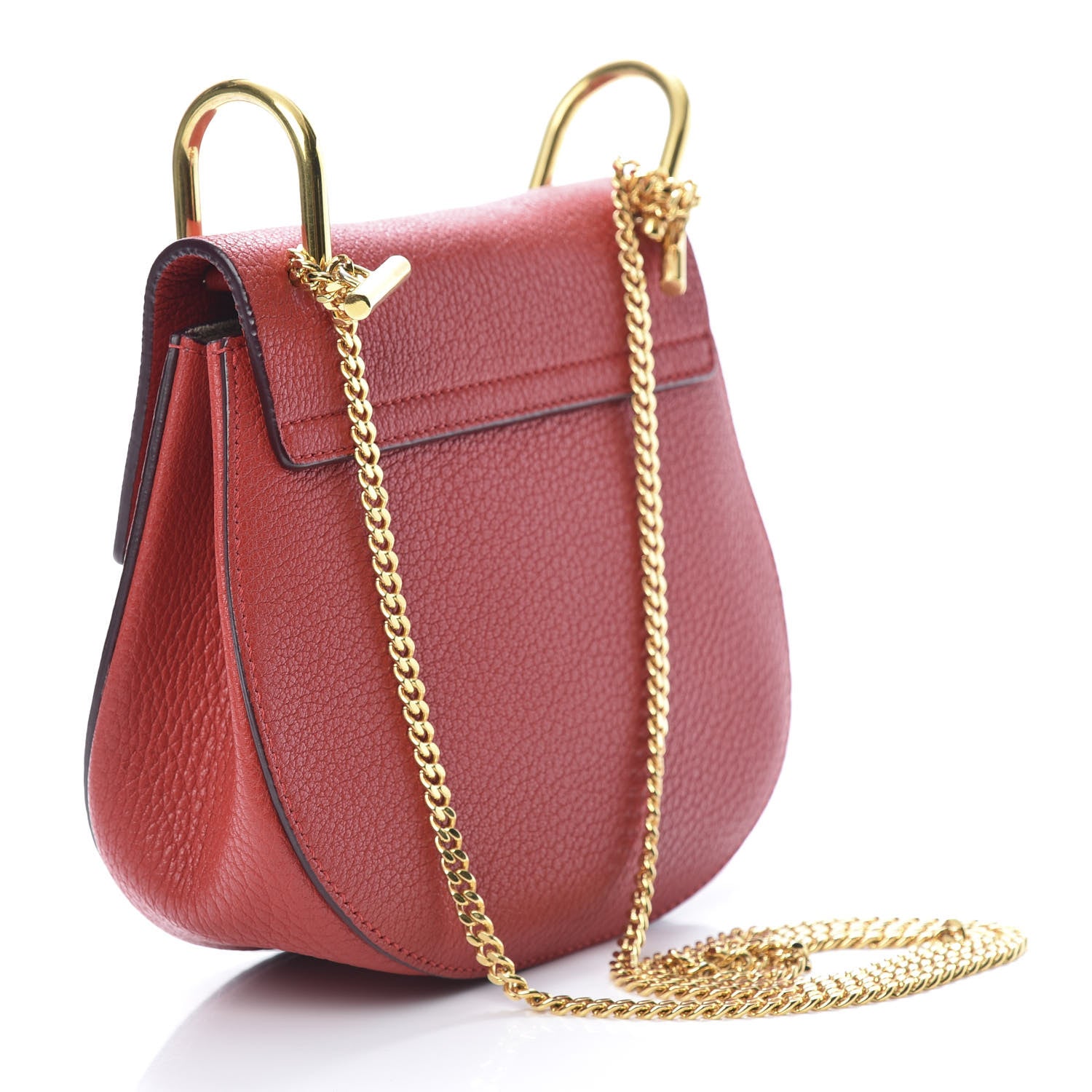 Chloe Grained Lambskin Mini Drew Shoulder Bag Plaid Red 3 of 16