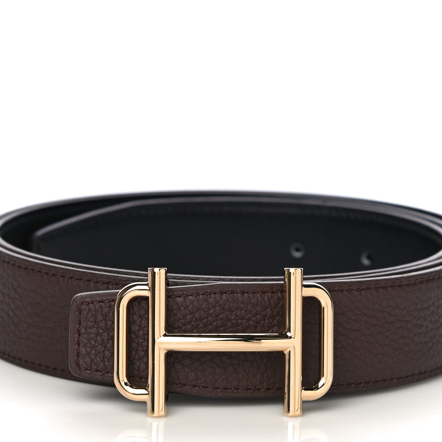Hermes Togo Swift 32mm Gamma Belt 105 Chocolate Black 2 of 8