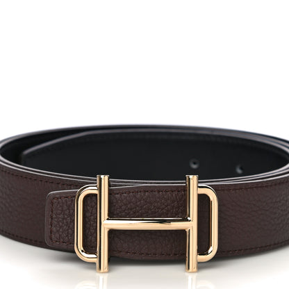 Hermes Togo Swift 32mm Gamma Belt 105 Chocolate Black 2 of 8