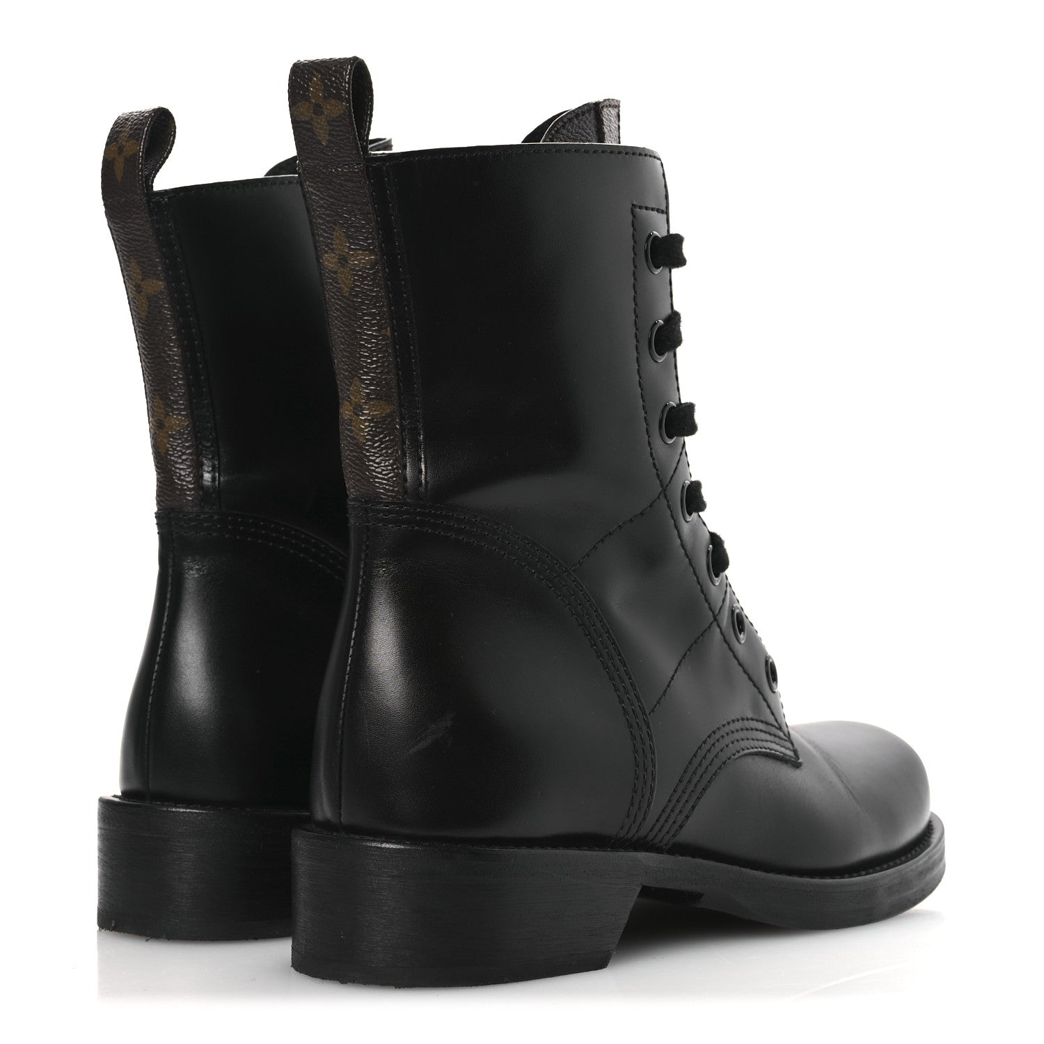 Louis Vuitton Calfskin Monogram Metropolis Flat Ranger Boots 37.5 Black 5 of 13