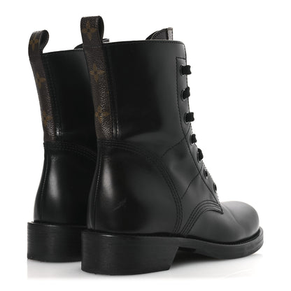 Louis Vuitton Calfskin Monogram Metropolis Flat Ranger Boots 37.5 Black 5 of 13