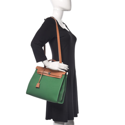 Hermes Vache Hunter Toile Herbag Zip 31 PM Cactus Natural 2 of 18