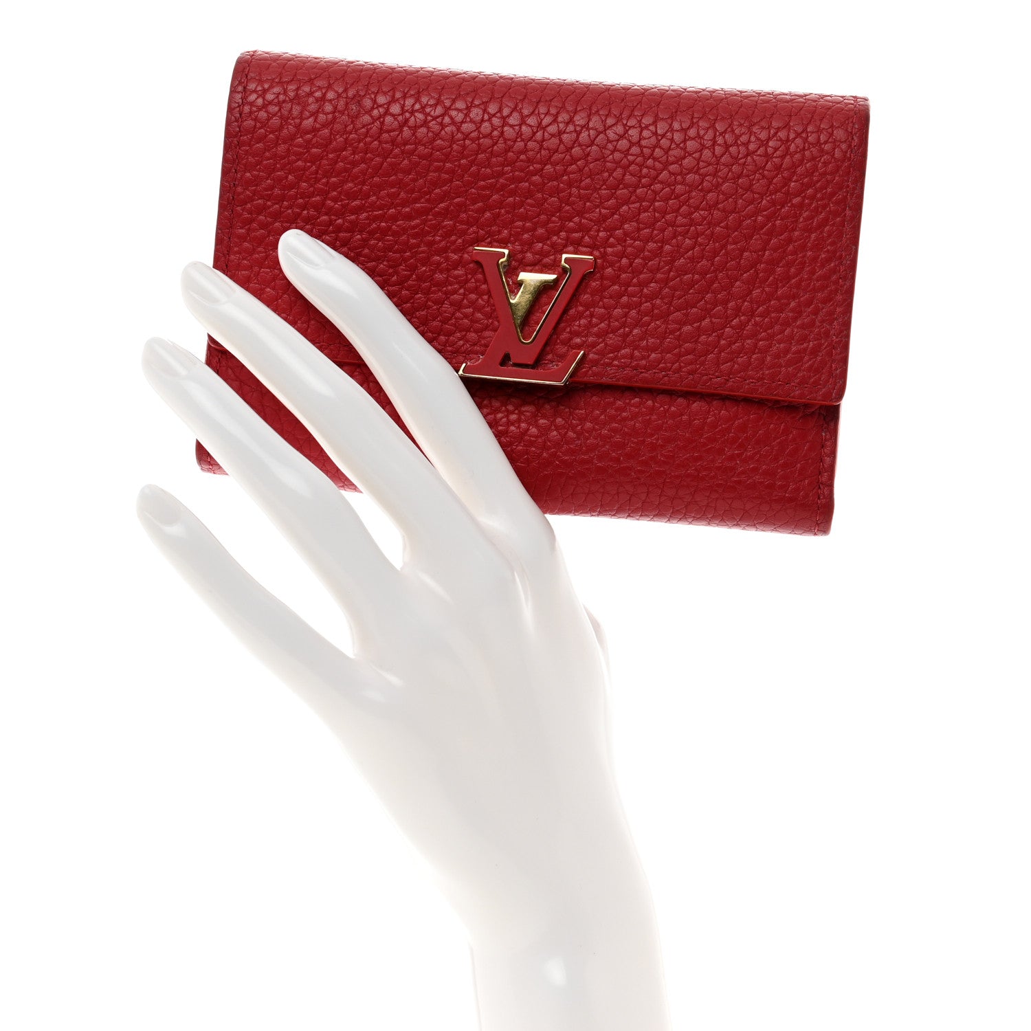 Louis Vuitton Taurillon Capucines Compact Wallet Scarlet 2 of 12
