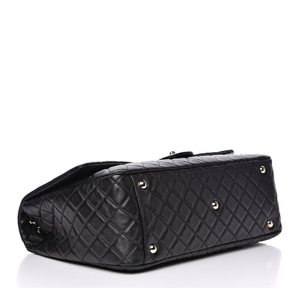 Chanel Metallized Calfskin Quilted XXL Travel Flap Bag Black 4 of 11