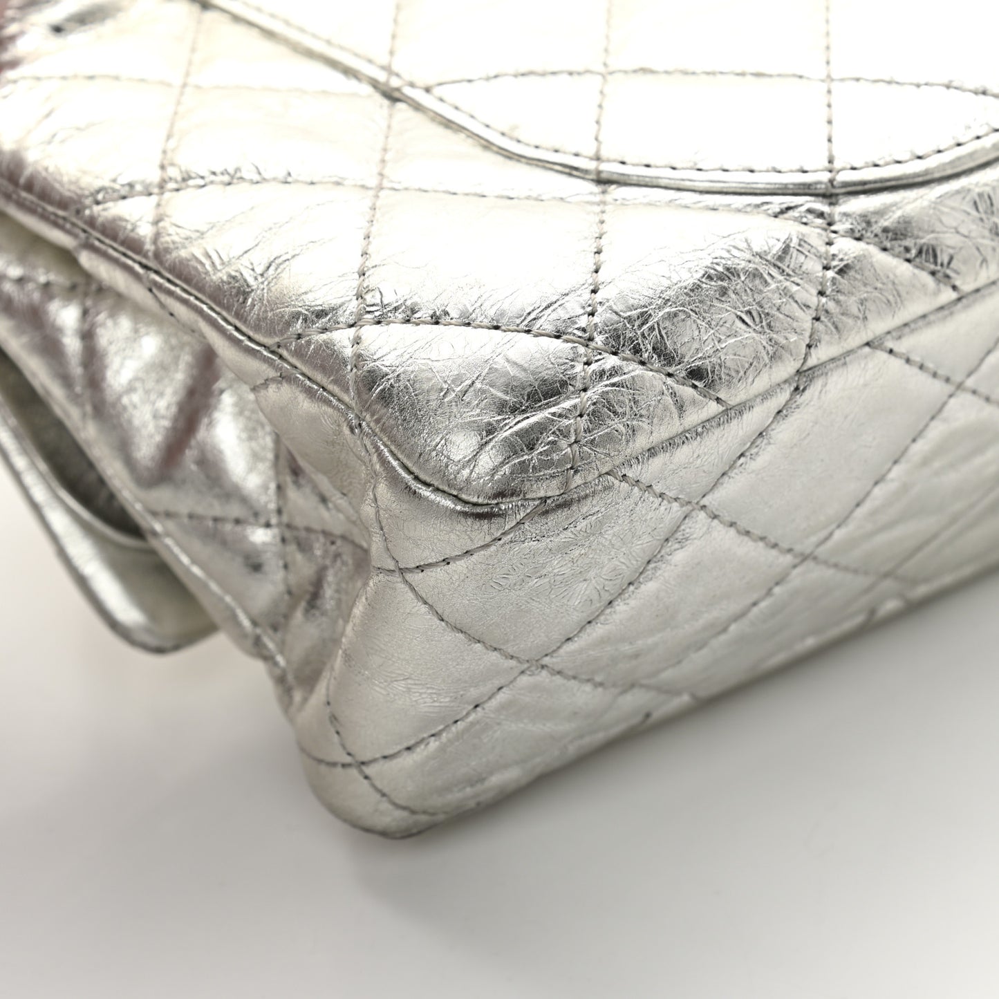 Metallic Aged Calfskin Quilted 2.55 Reissue 227 Flap Silver