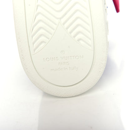 Louis Vuitton Sheepskin Embossed Suede Calfskin Womens Boombox High-Top Sneakers 37.5 White Denim Blue 9 of 10
