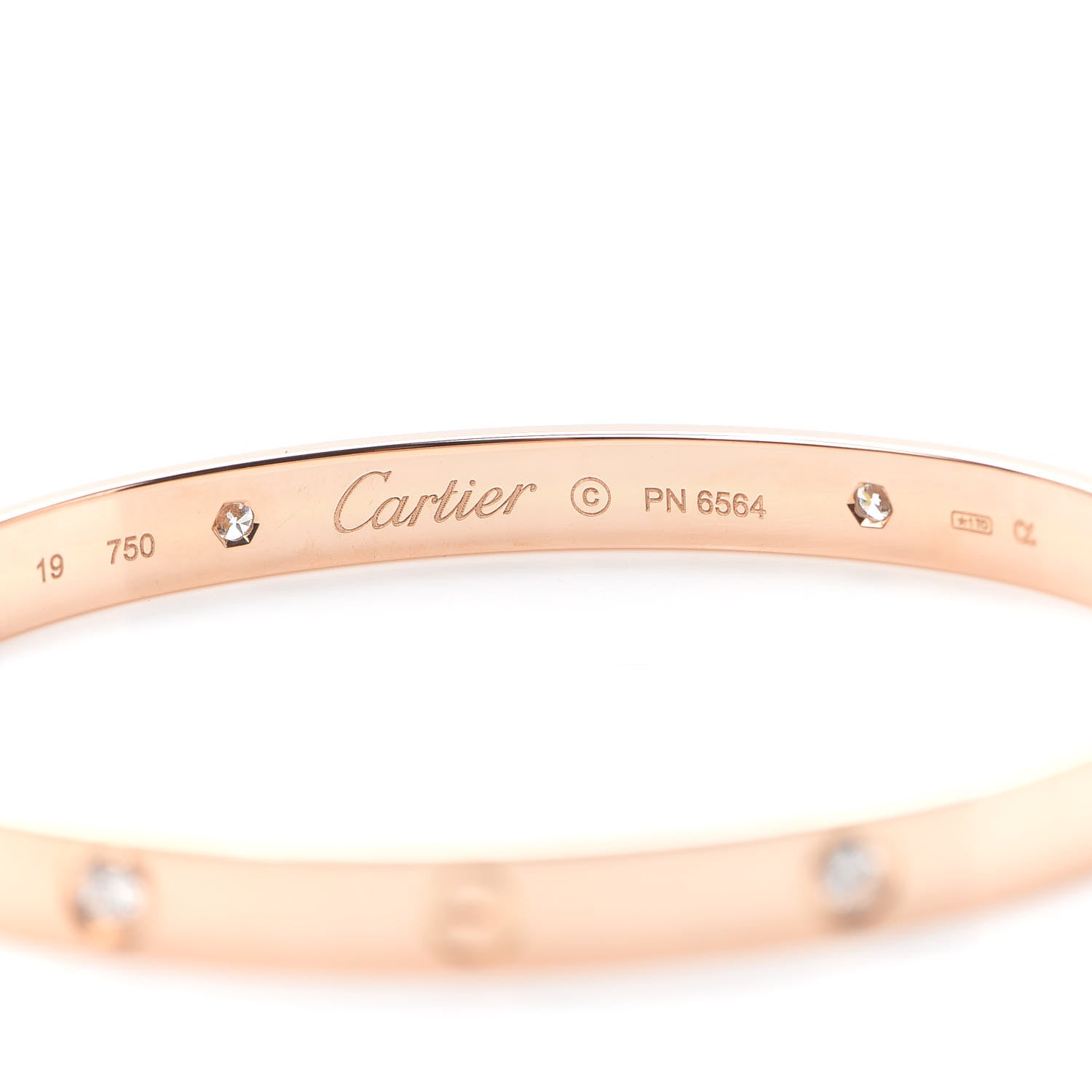 Cartier 18K Pink Gold 4 Diamond LOVE Bracelet 19 4 of 7