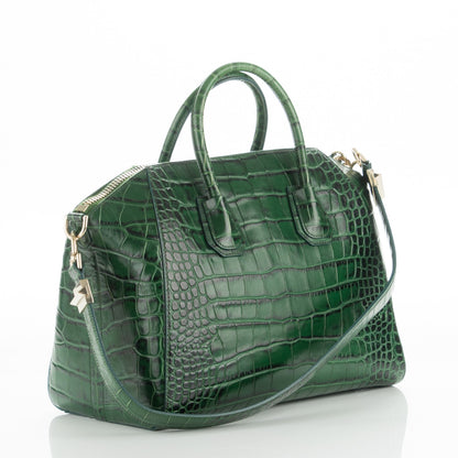 Givenchy Calfskin Crocodile Embossed Medium Antigona Emerald 3 of 7