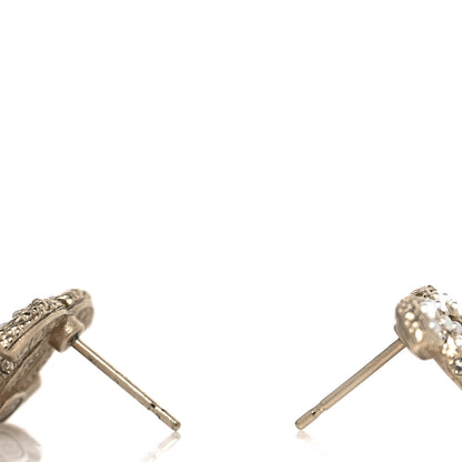 Chanel Pearl Crystal CC Earrings Light Gold 3 of 4