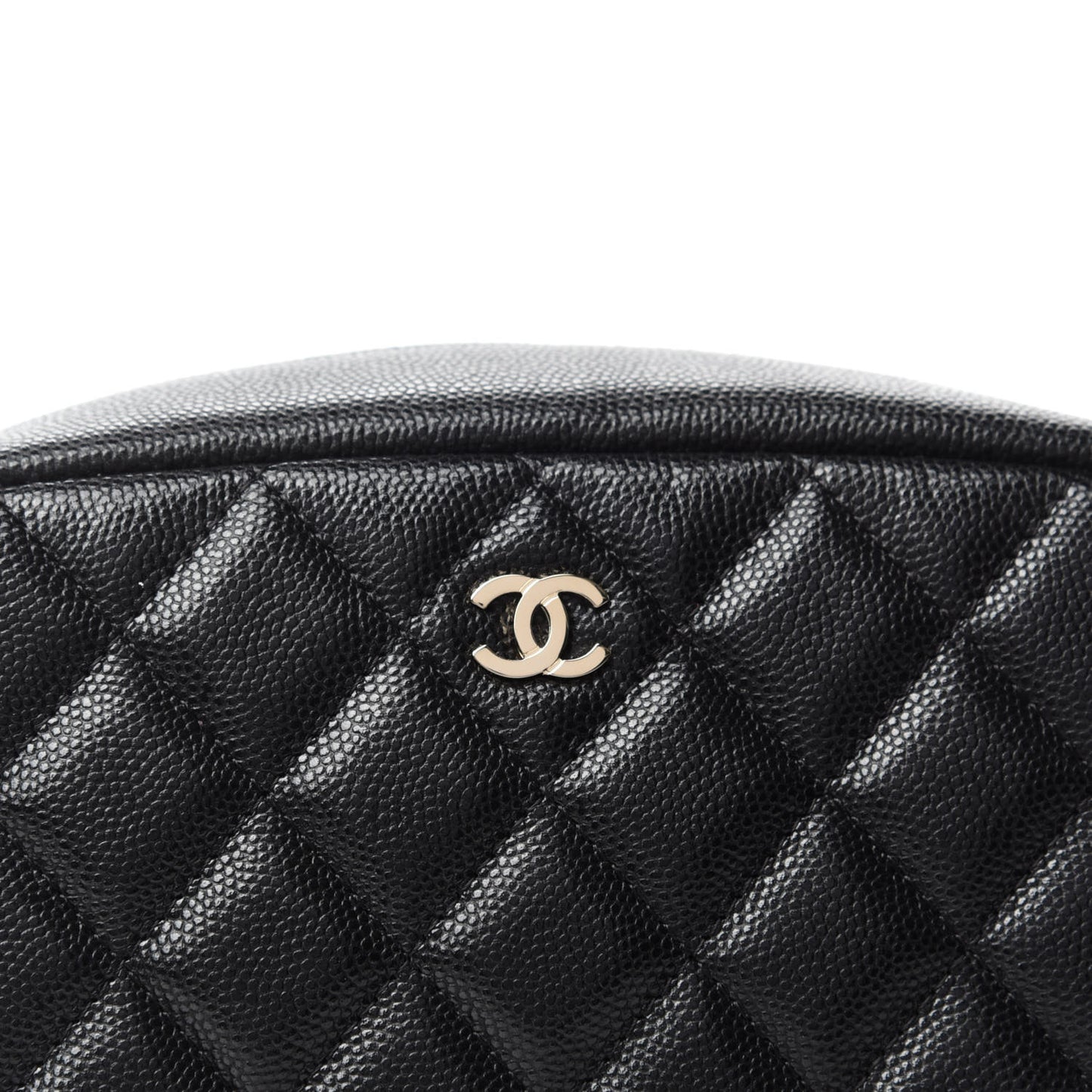 Caviar Quilted Curvy Pouch Cosmetic Case Black