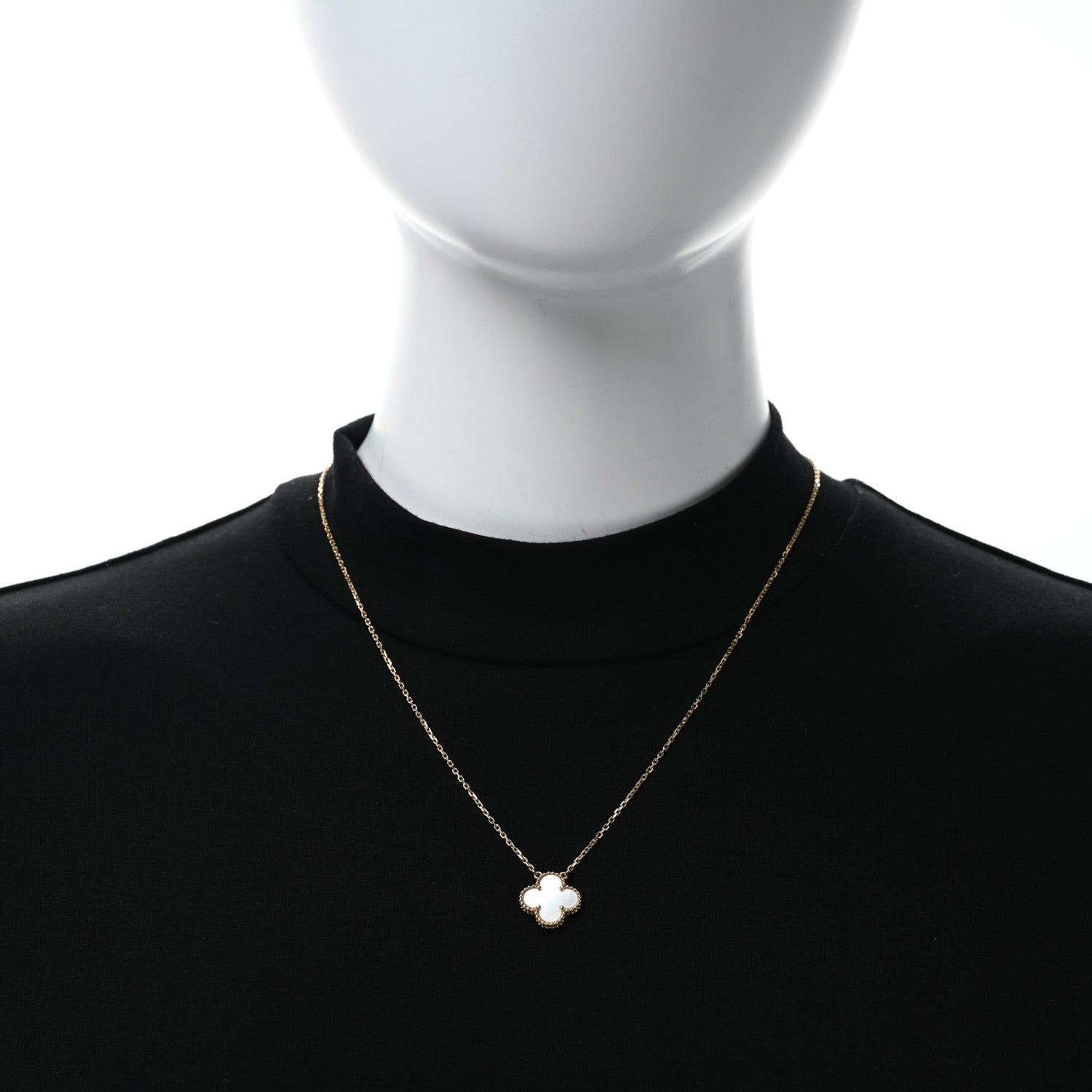 Van Cleef & Arpels 18K Yellow Gold Mother of Pearl Vintage Alhambra Pendant Necklace 2 of 4
