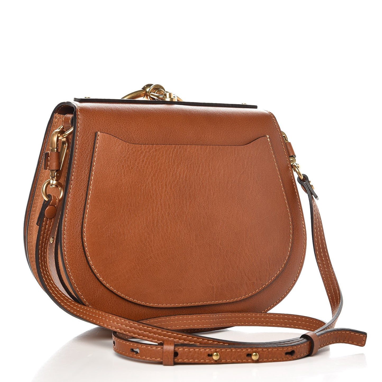 Calfskin Suede Medium Nile Bracelet Bag Caramel