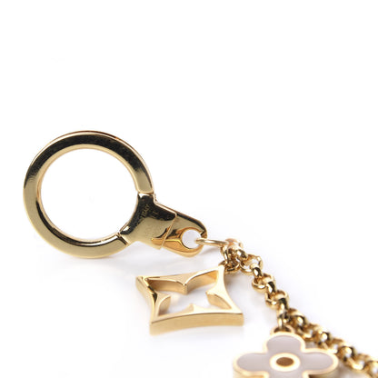 Louis Vuitton Brass Enamel Fleur De Monogram Bag Charm Chain Gold 3 of 4