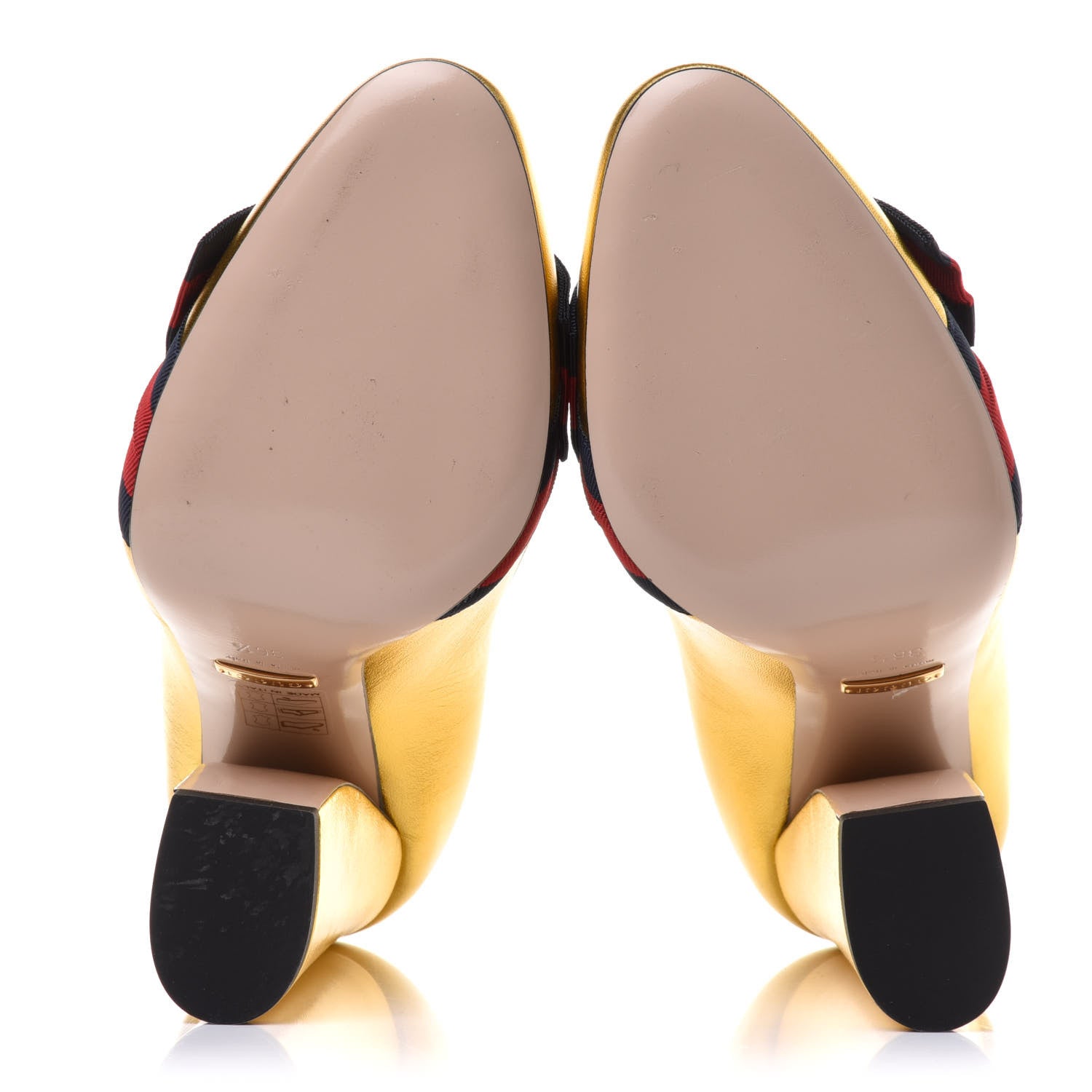 Gucci Malaga Kid Web Bow Pumps 36.5 Oro 6 of 13