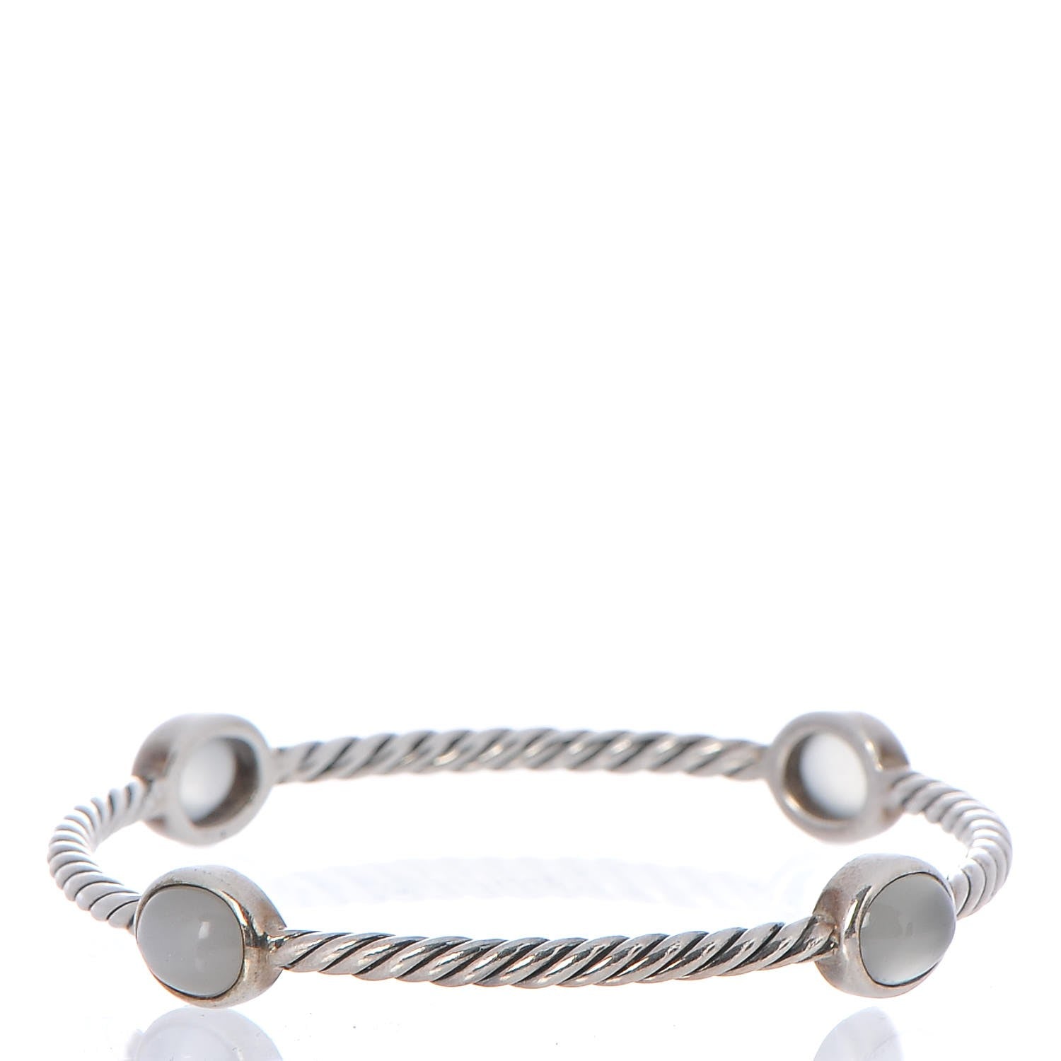 David Yurman Sterling Silver Chalcedony 3mm Color Classics Four Station Bangle 1 of 4