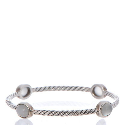 David Yurman Sterling Silver Chalcedony 3mm Color Classics Four Station Bangle 1 of 4