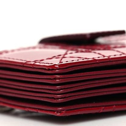 Christian Dior Patent Cannage Lady Dior 5-Gusset Card Holder Rouge Ceris 9 of 10