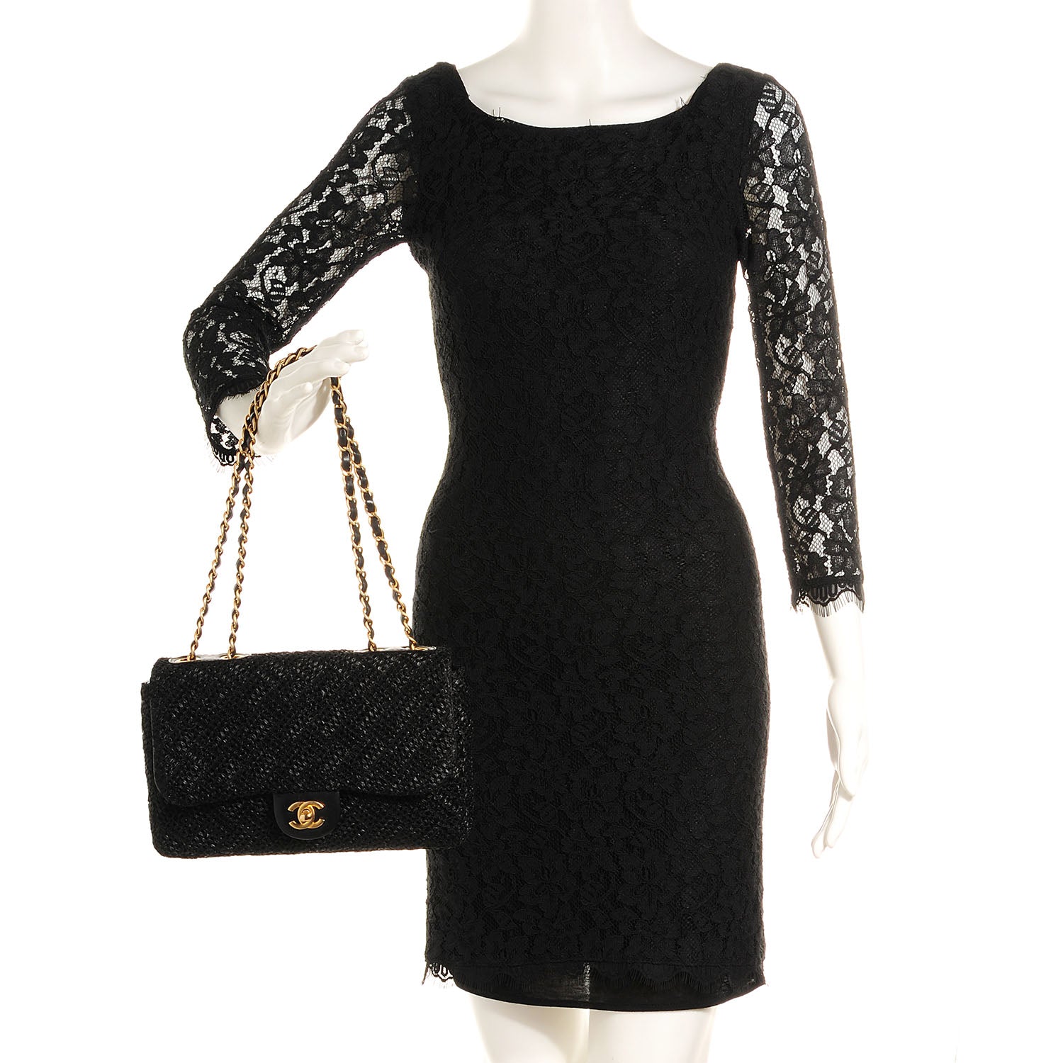 Chanel Woven Nylon Medium Single Flap Black 2 of 8