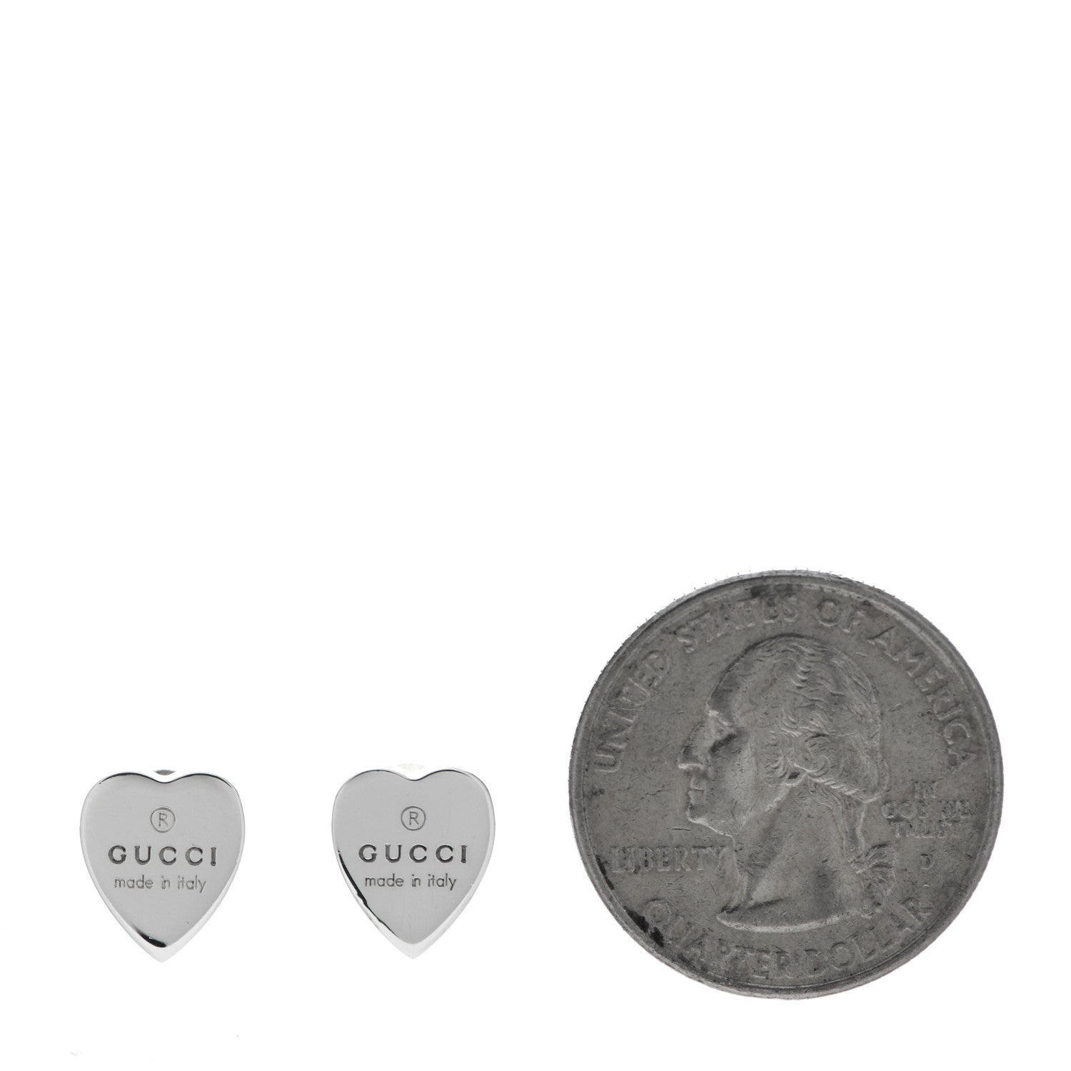 Gucci Sterling Silver Trademark Heart Stud Earrings 2 of 4