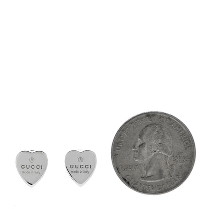 Gucci Sterling Silver Trademark Heart Stud Earrings 2 of 4