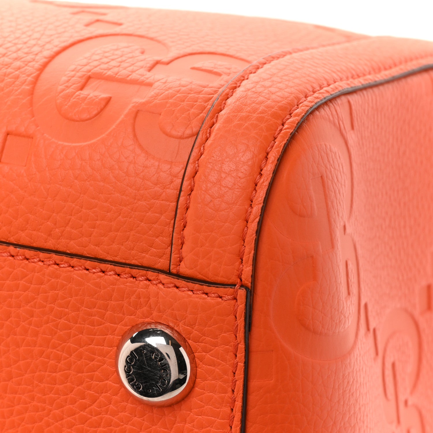 Gucci Piuma Calfskin Jumbo GG Embossed Large Duffle Bag Good Orange 15 of 15