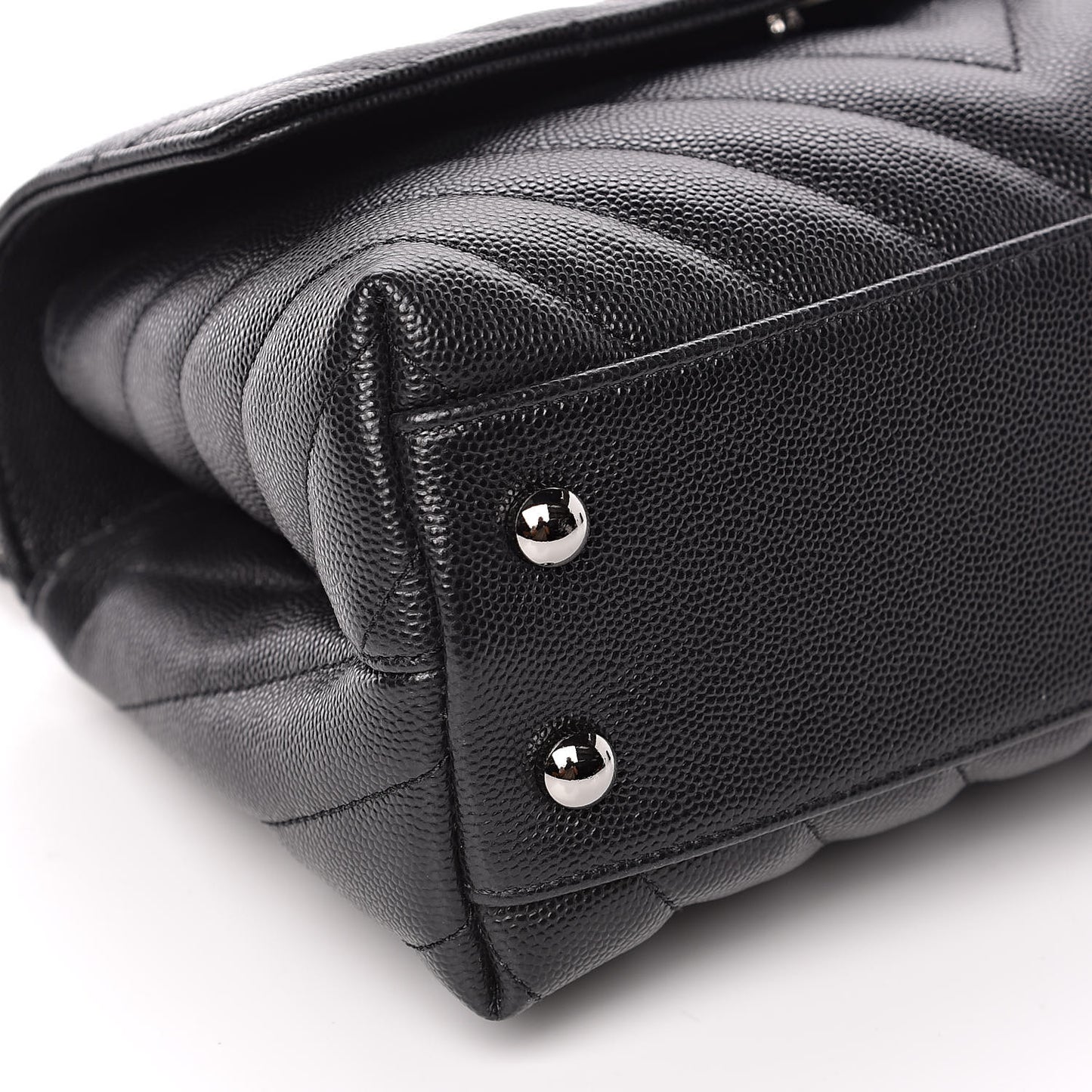 Caviar Chevron Quilted Mini Coco Handle Flap Black