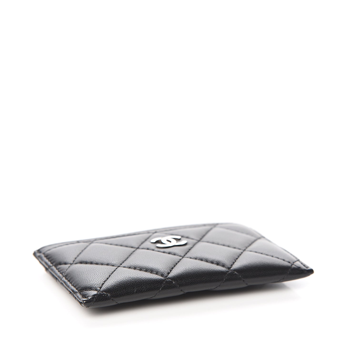 Lambskin Quilted Card Holder Black