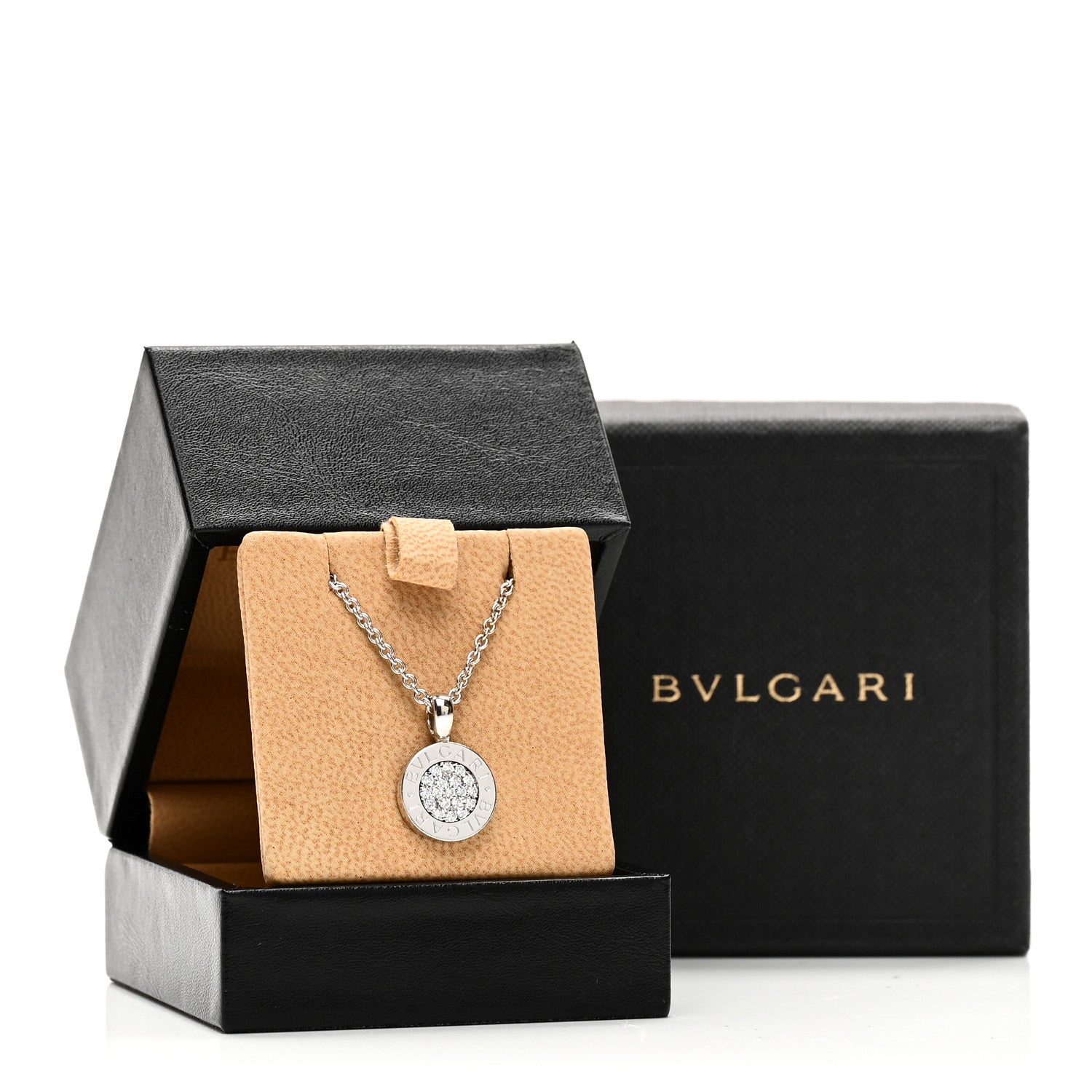 Bulgari 18K White Gold Diamond BVLGARI BVLGARI Pave Pendant Necklace 6 of 6
