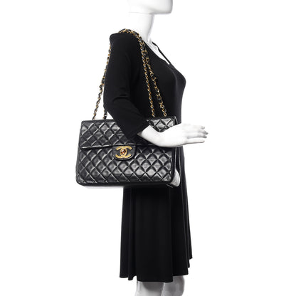 Chanel Lambskin Quilted XL Jumbo Single Flap Black 2 of 17