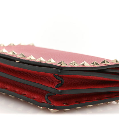 Valentino Garavani Pebbled Calfskin Rockstud Wallet on Chain Rouge Pur 9 of 10