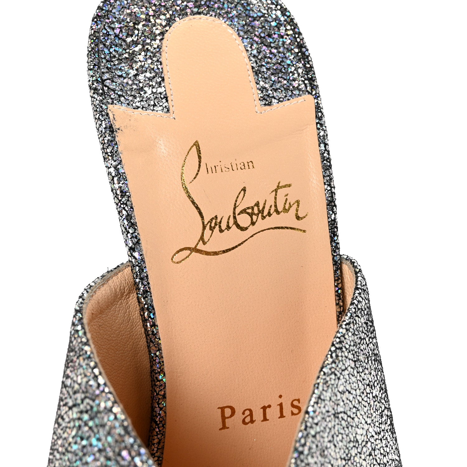 Christian Louboutin Nappa Mica PVC Glitter Predumule 100 Pumps 39 Silver 8 of 9