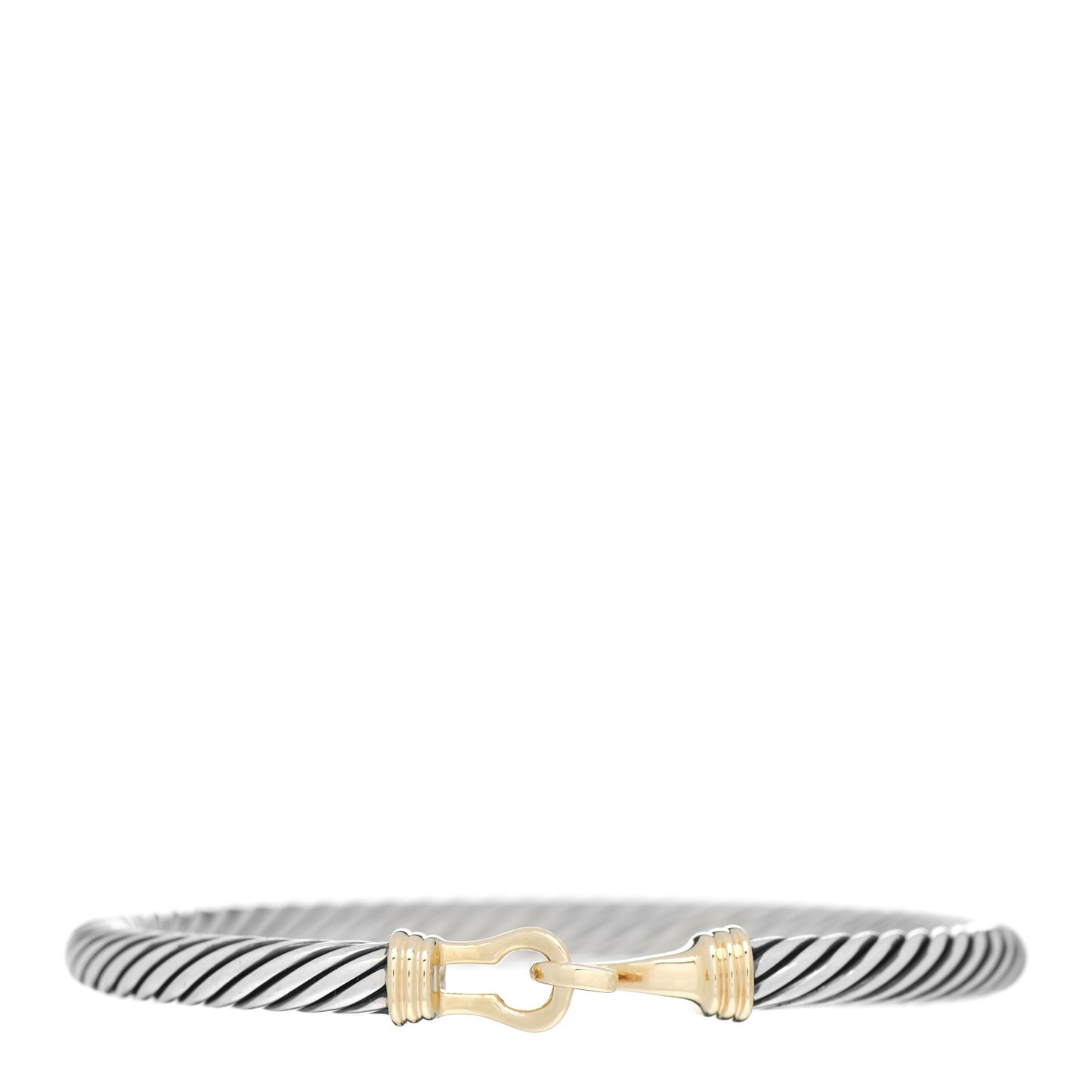 Sterling Silver 14K Yellow Gold 5mm Cable Classic Buckle Bracelet