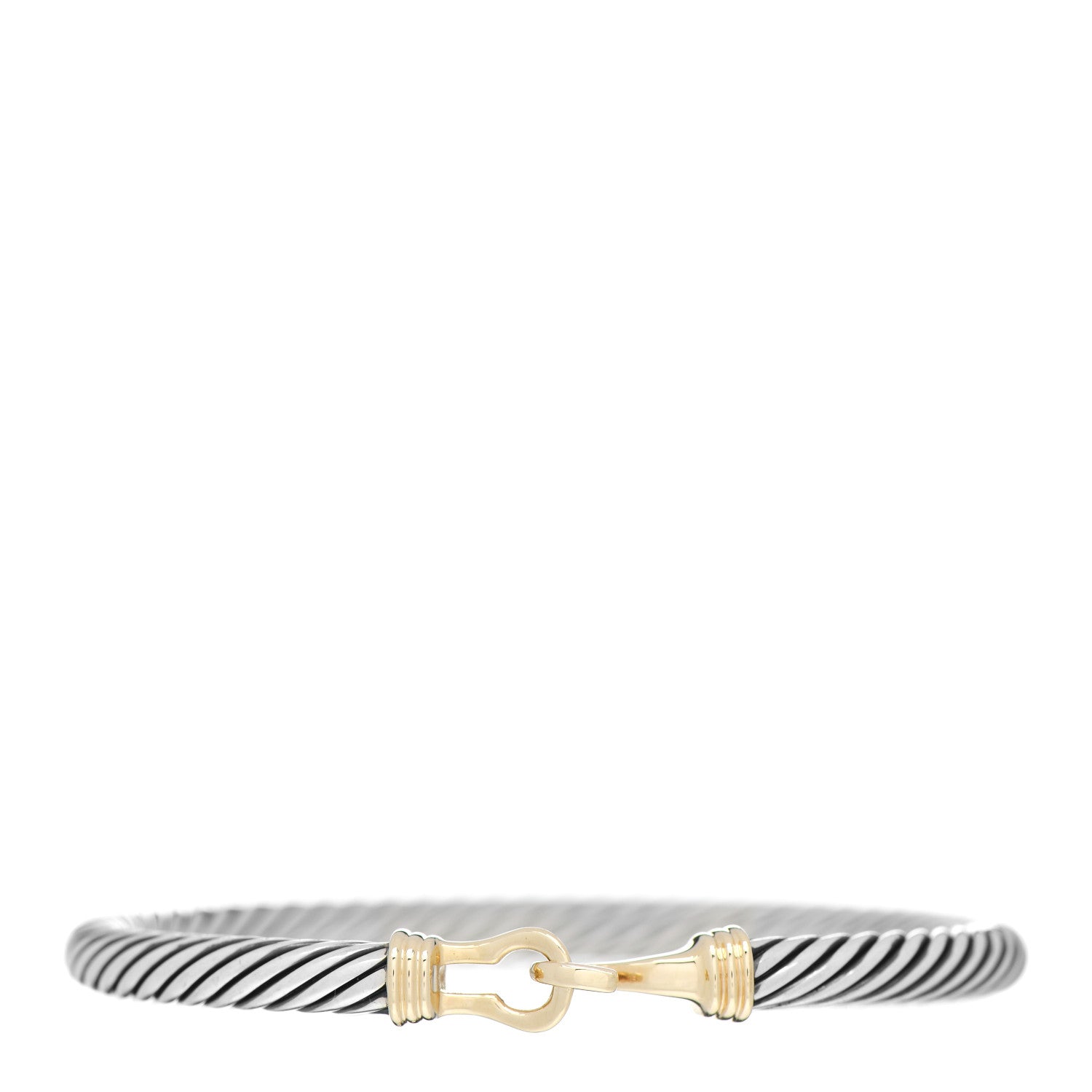 David Yurman Sterling Silver 14K Yellow Gold 5mm Cable Classic Buckle Bracelet 1 of 3