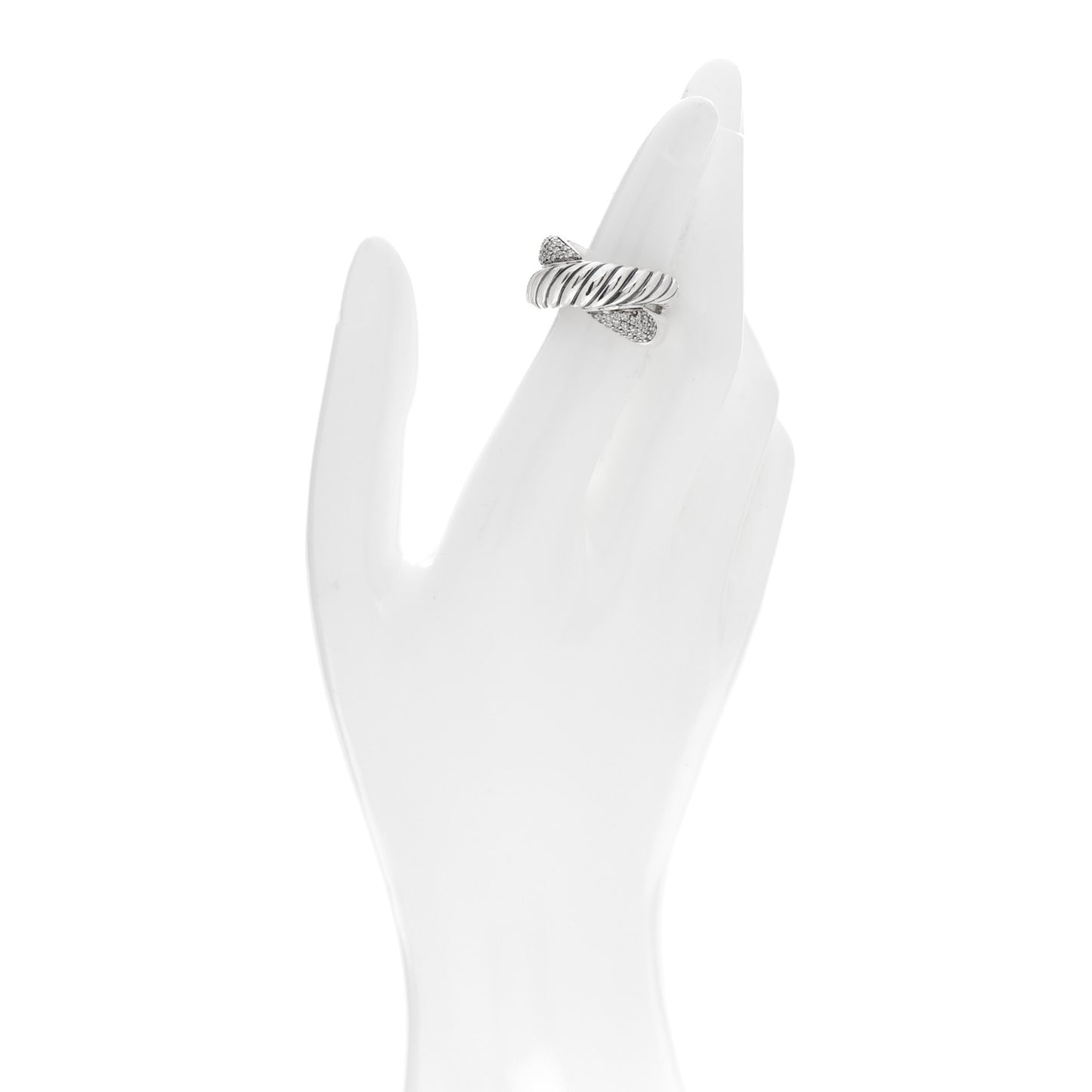 Sterling Silver Diamond Crossover Cable Ring 56 7.75