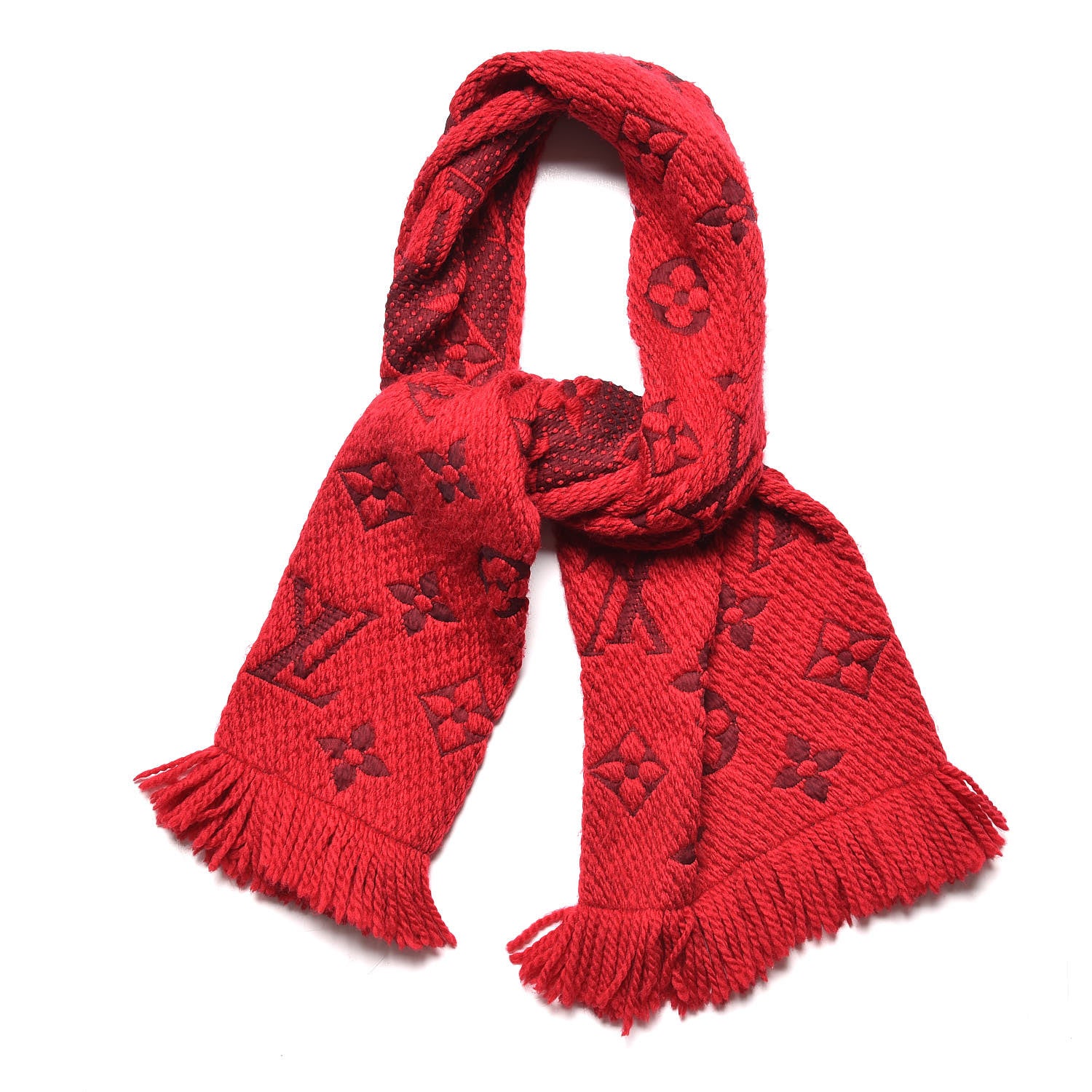 Louis Vuitton Wool Silk Logomania Scarf Rubis 1 of 5