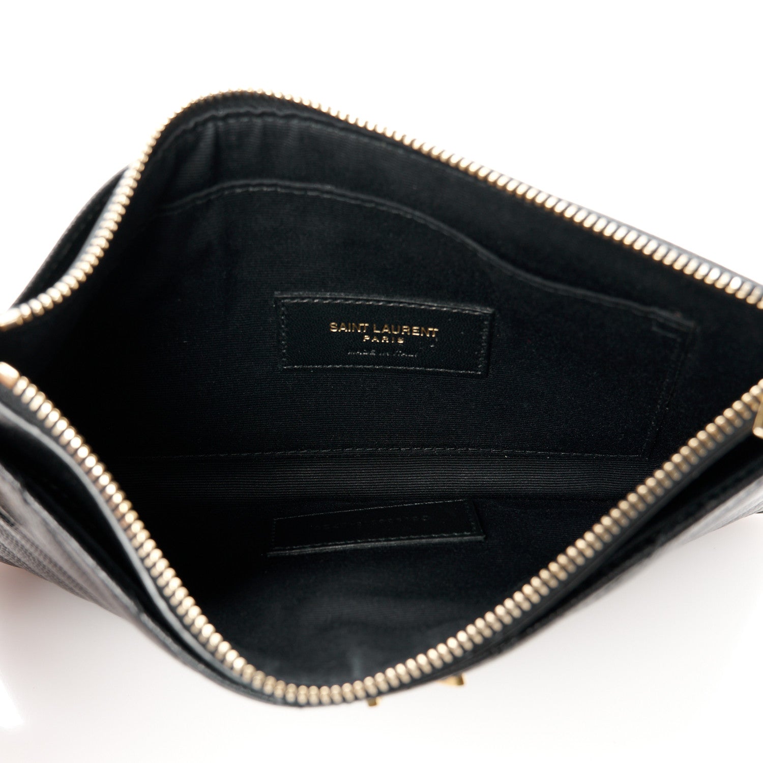 Saint Laurent Grain De Poudre Chevron Monogram Large Bill Pouch Black 5 of 12