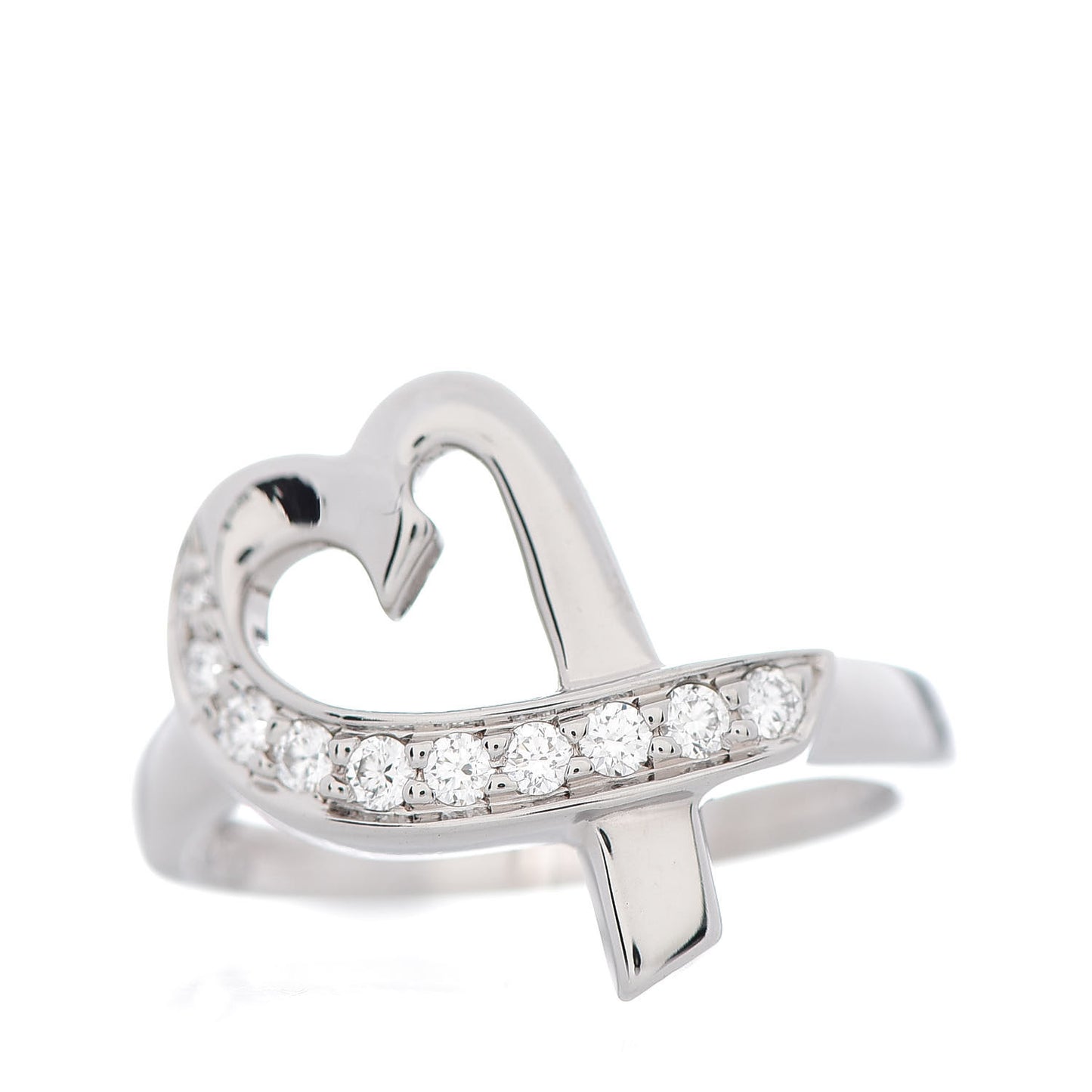 18K White Gold Diamond Paloma Picasso Loving Heart Ring 49 5