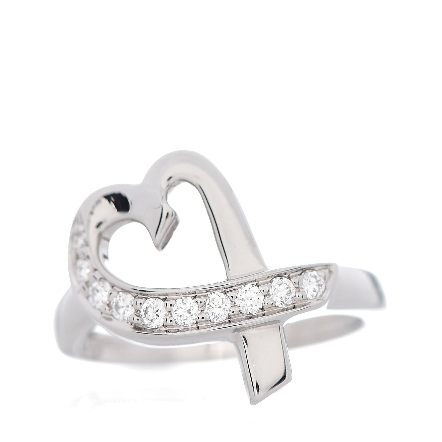 Tiffany 18K White Gold Diamond Paloma Picasso Loving Heart Ring 49 5 1 of 5