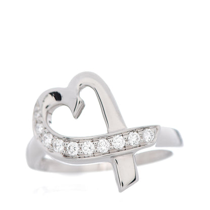 Tiffany 18K White Gold Diamond Paloma Picasso Loving Heart Ring 49 5 1 of 5